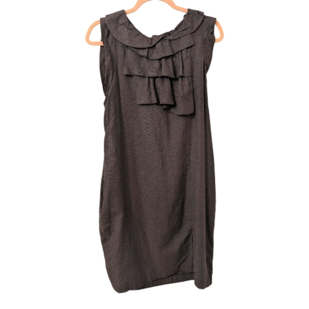 Gap Gray Ruffle Wool Blend Sleeveless Dress With Pockets Size 14